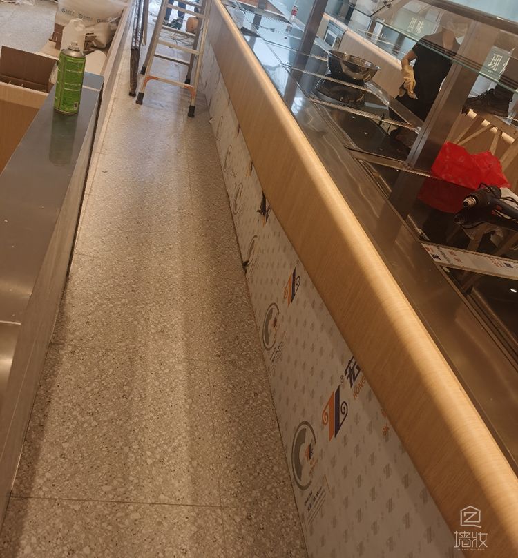 連鎖快餐店lg木紋膜翻新改色-PVC木紋膜